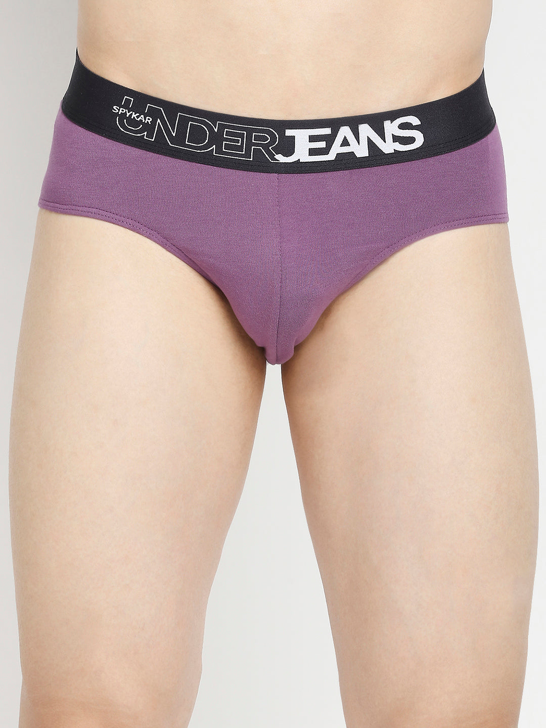 Men Premium Dull Purple & Black Cotton Blend Brief - Pack Of 2- Underjeans By Spykar