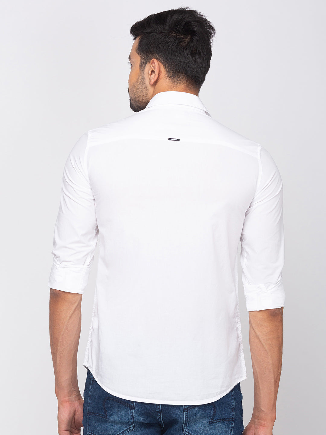 Spykar Slim Fit Men White Cotton Casual Shirt