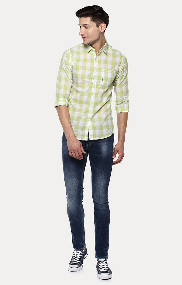 Spykar Men'S Green Cotton Checked Casual Shirts