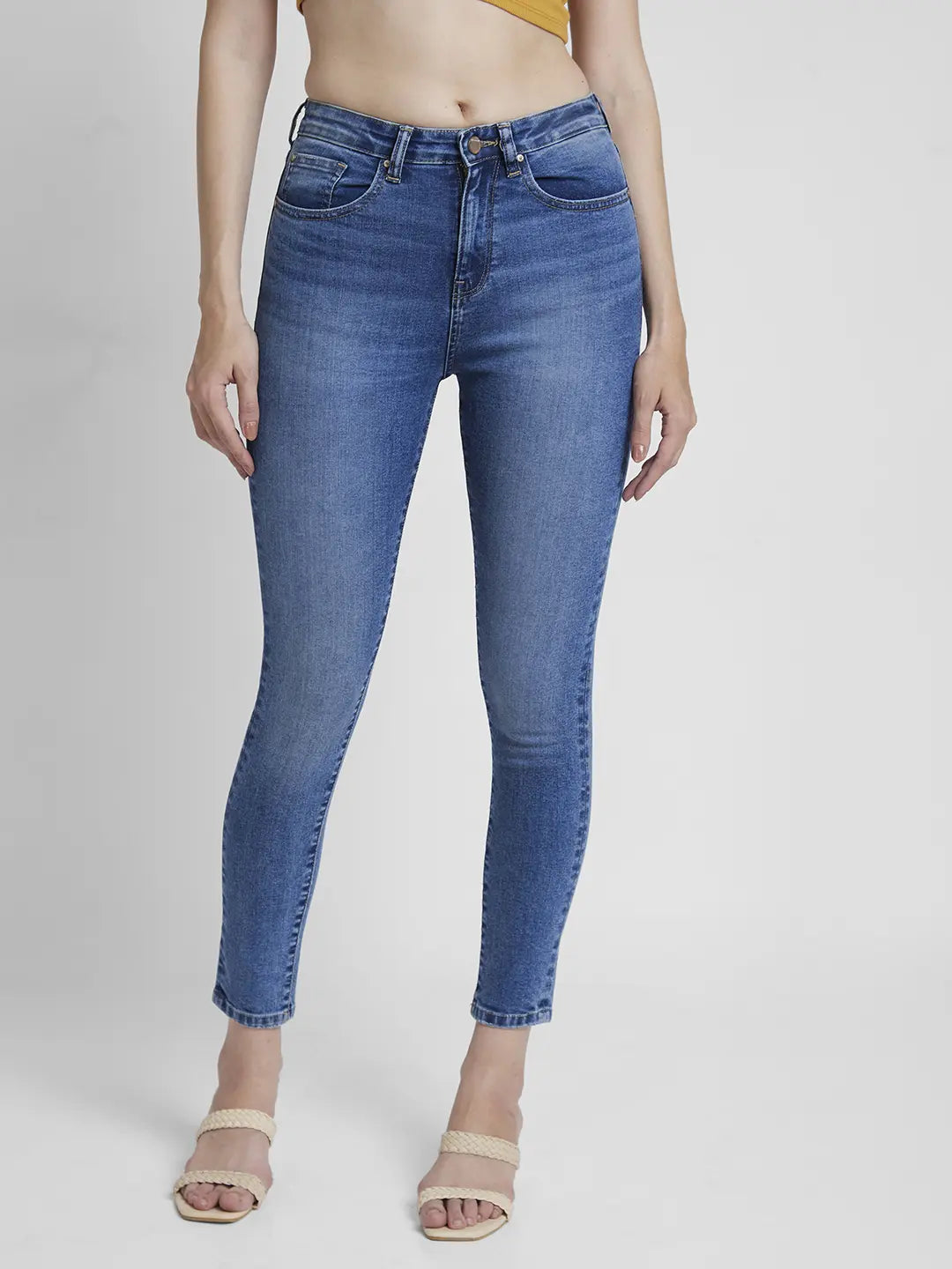 Spykar Women Light Blue Lycra Super Skinny Fit Ankle Length Clean Look Jeans -(Alexa)