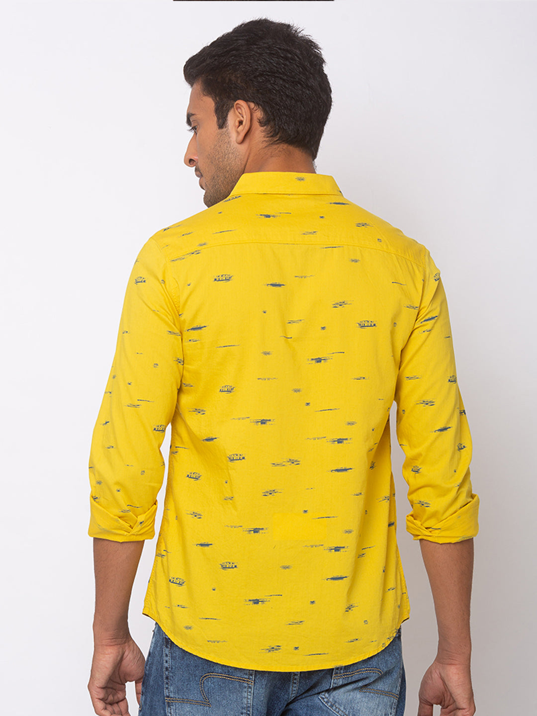 Spykar Men Sulphur Yellow Cotton Slim Fit Shirt