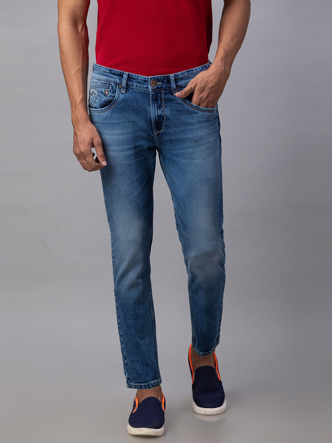 Spykar Men Blue Cotton Slim Fit Tapered Length Jeans (Kano)