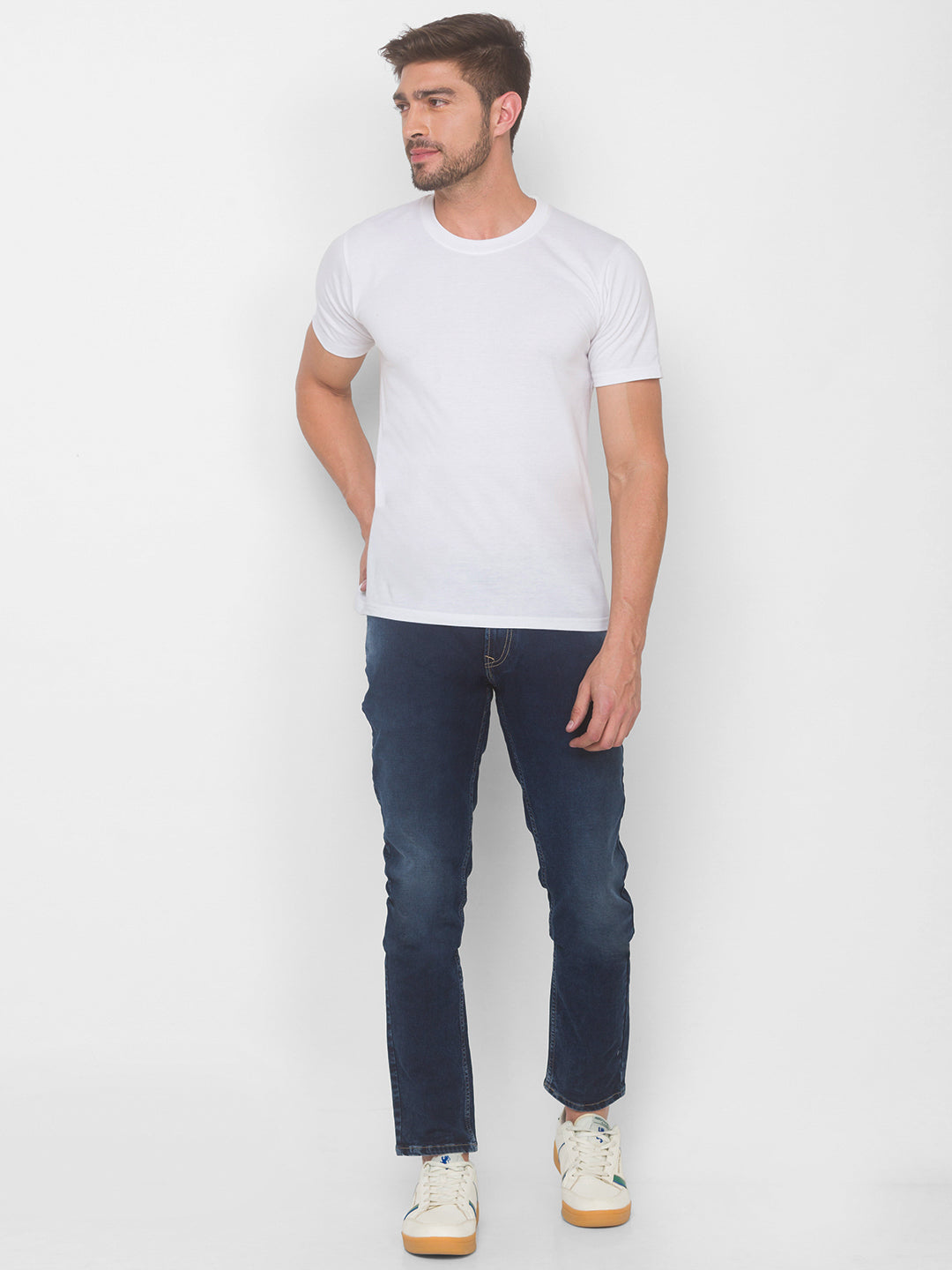 Spykar Men Blue Cotton Slim Fit Tapered Length Jeans (Kano)