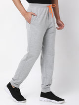 Men Premium Cotton Blend Knitted Grey Trackpant- Underjeans By Spykar