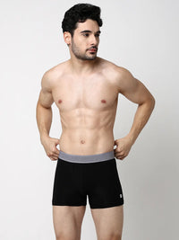 Underjeans By Spykar Men Premium Navy Black & Grey Cotton Blend Regular Fit Trunk - Pack Of 2