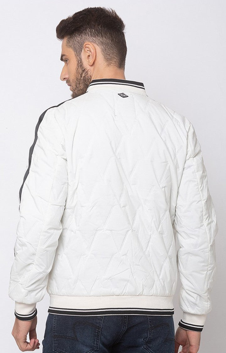 Spykar Men White Polyester Straight Fit Jacket