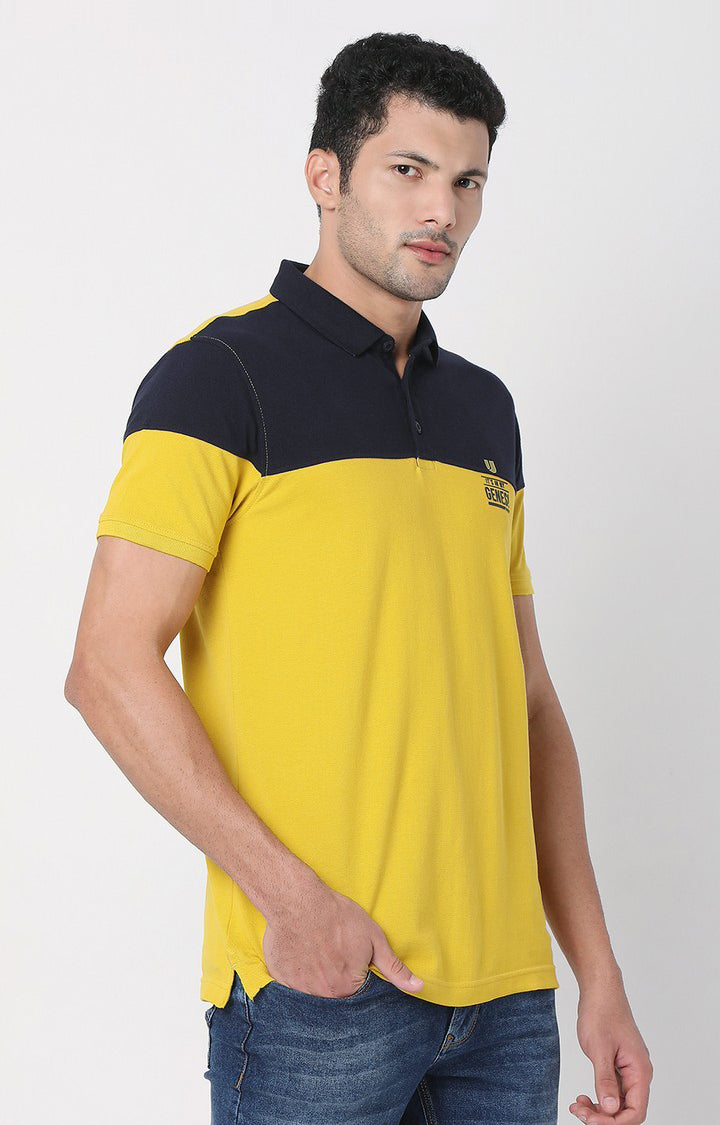 Buy Men Premium Petrol Blue Cotton Polo T-Shirts - UnderJeans by Spykar S