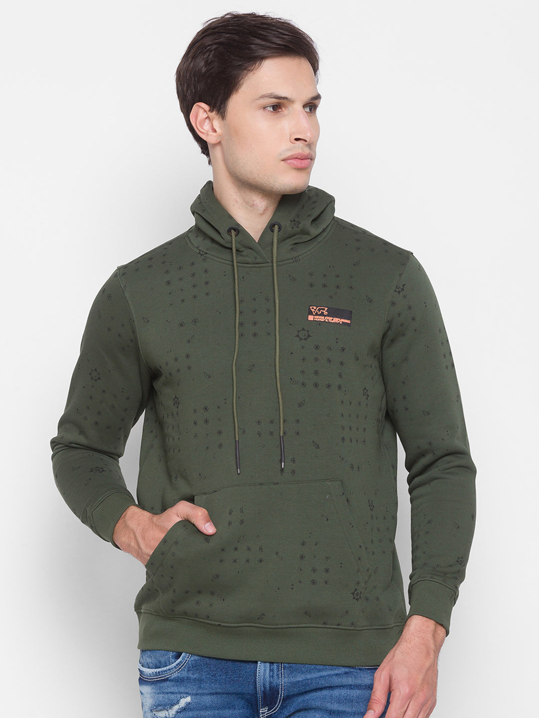 Spykar Green Cotton Sweatshirt For Men
