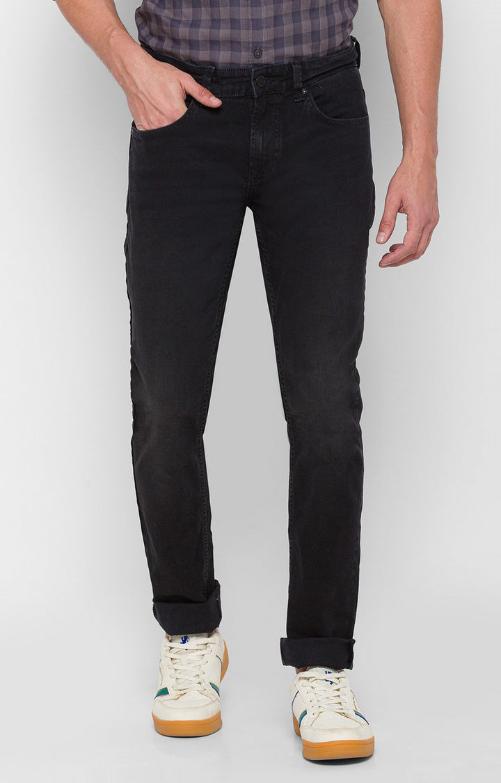 Spykar Men Black Cotton Slim Fit Narrow Length Jeans (Skinny)