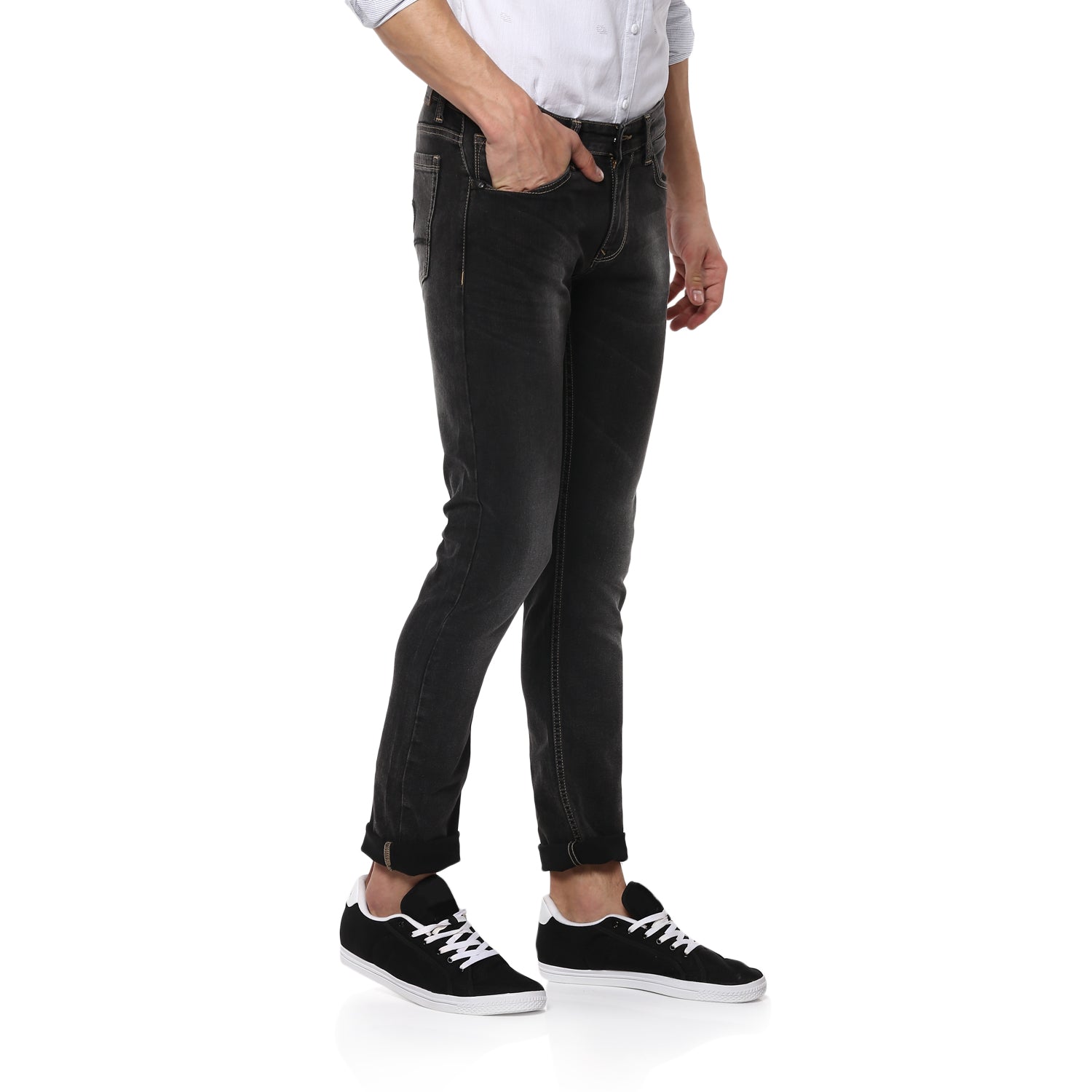 Spykar Men Black Cotton Slim Fit Narrow Length Jeans - (Skinny)