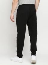 Men Premium Cotton Blend Knitted Black Trackpant- Underjeans By Spykar