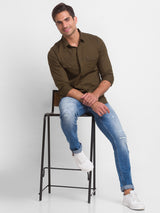 Spykar Mid Blue Cotton Regular Fit Narrow Length Jeans For Men (Rover)