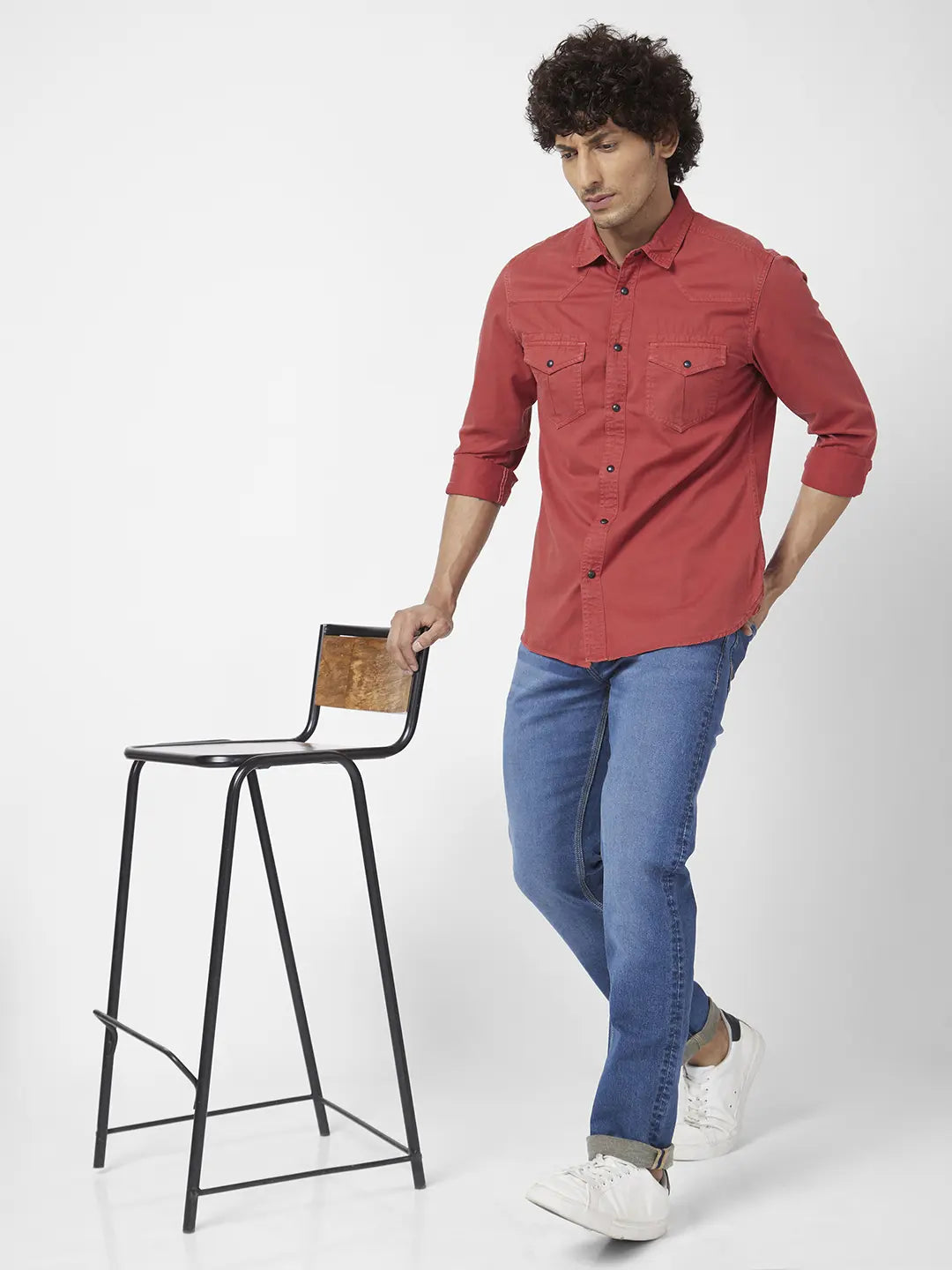 Detour Stores - This casual combo of a red blazer and blue jeans is a  surefire option when you need to look stylish but have zero time. Let your  outfit coordination credentials