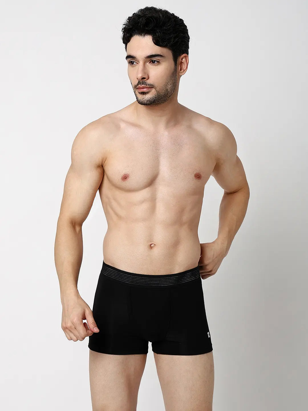 Underjeans By Spykar Men Premium Black & Grey Cotton Blend Regular Fit Trunk - Pack Of 2