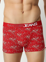 Men Premium Red Cotton Blend Regular Fit Trunk - Underjeans By Spykar