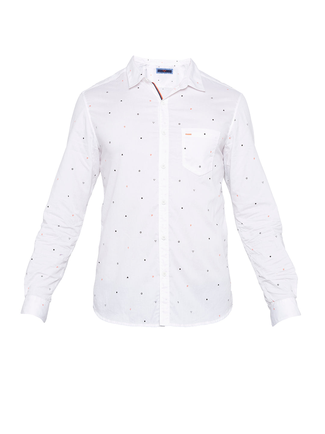 Spykar Men White Printed Slim Fit Casual Shirt