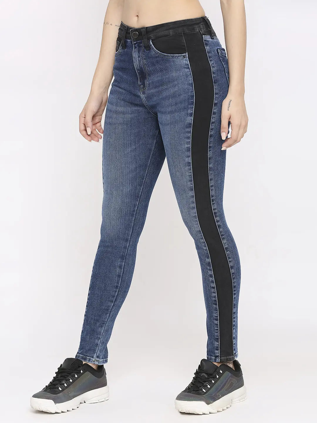 Spykar Women Mid Blue & Black Lycra Super Skinny - Clean Look High Rise Jeans-(Alexa)