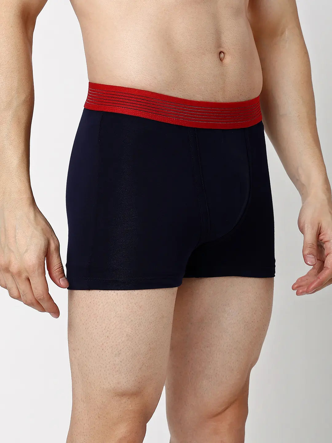 Underjeans By Spykar Men Premium Navy Black & Grey Cotton Blend Regular Fit Trunk - Pack Of 2
