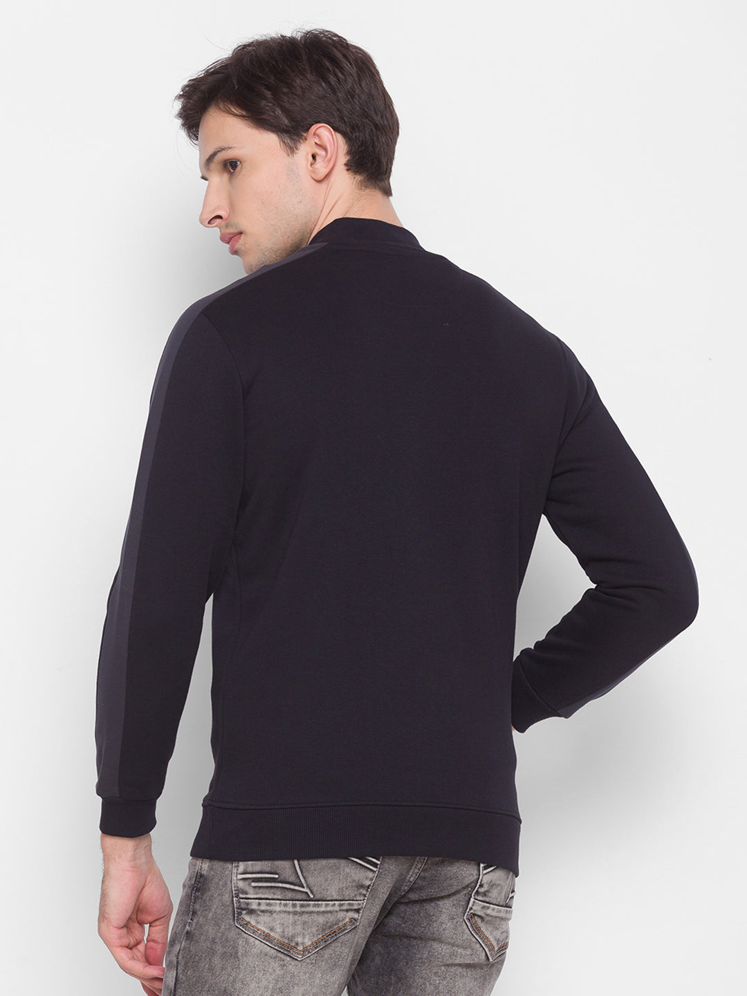 Spykar Black Cotton Sweatshirt For Men