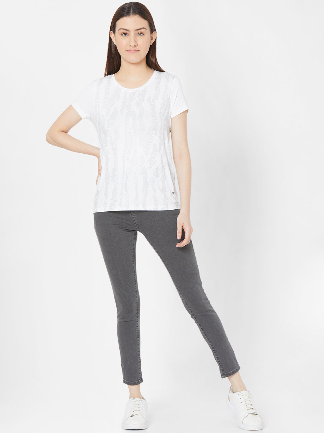 Spykar Women Grey Cotton Super Skinny Fit Ankle Length Jeans (Alexa)
