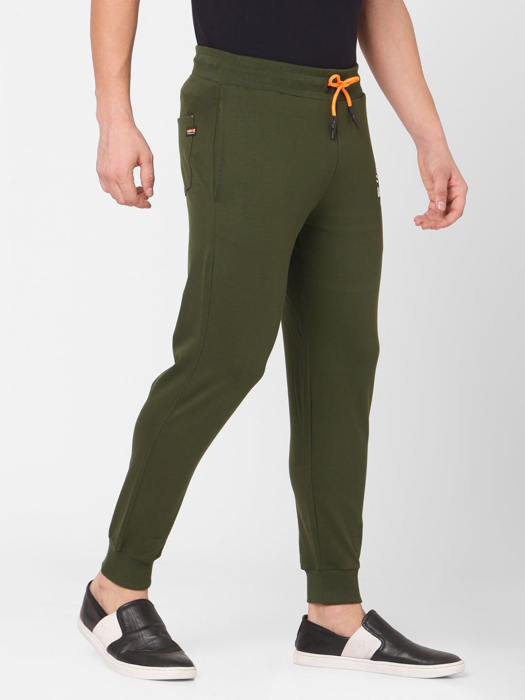 Spykar Men Green Cotton Slim Fit Mid Rise Trackpant