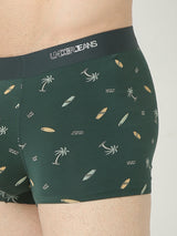 Underjeans By Spykar Men Super Premium Printed Bonded Elastic Bottle Green Trunk