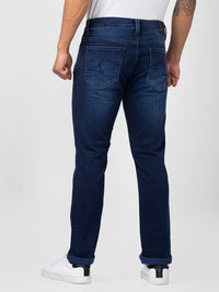 Spykar Men Dark Blue Cotton Regular Fit Narrow Length Jeans (Rover)
