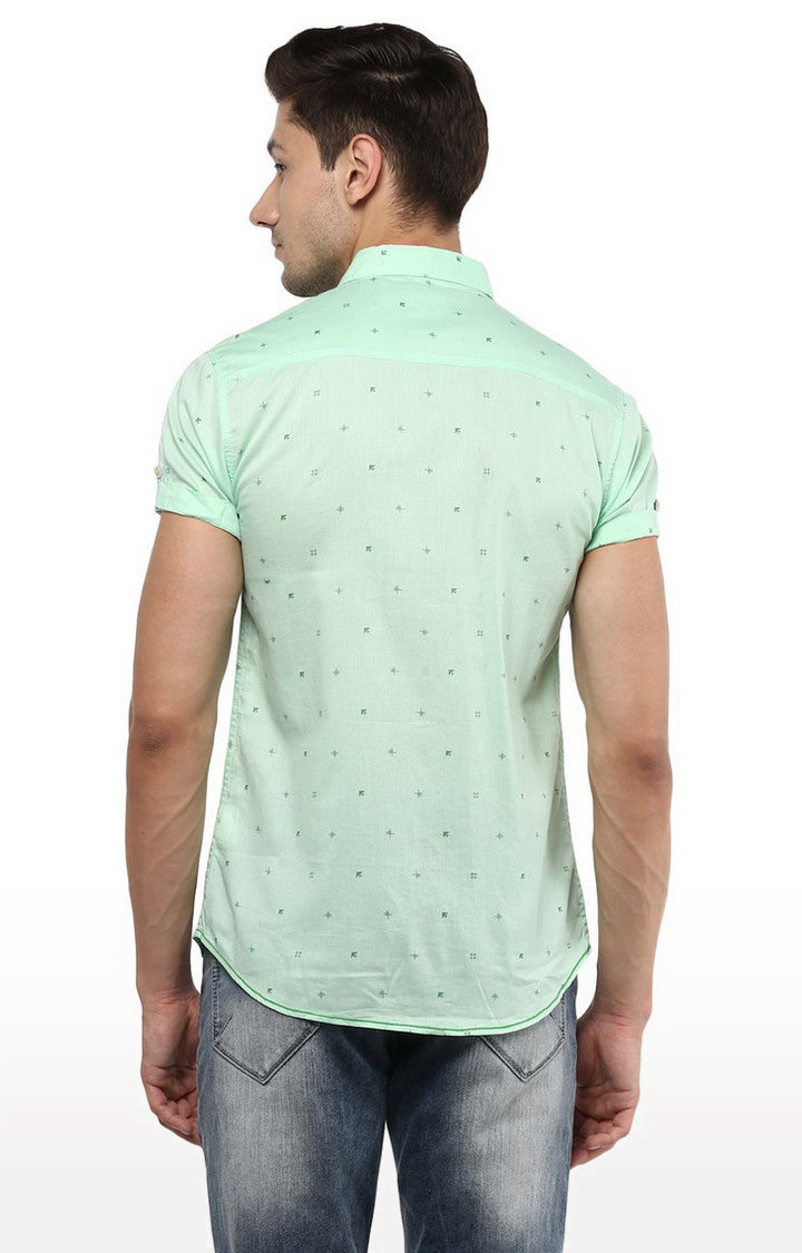 Spykar Men'S Green Cotton Printed Casual Shirts