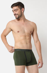 Men Premium Olive Cotton Trunk - Underjeans By Spykar