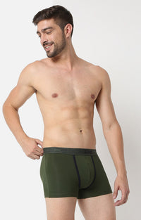 Men Premium Olive Cotton Trunk - Underjeans By Spykar
