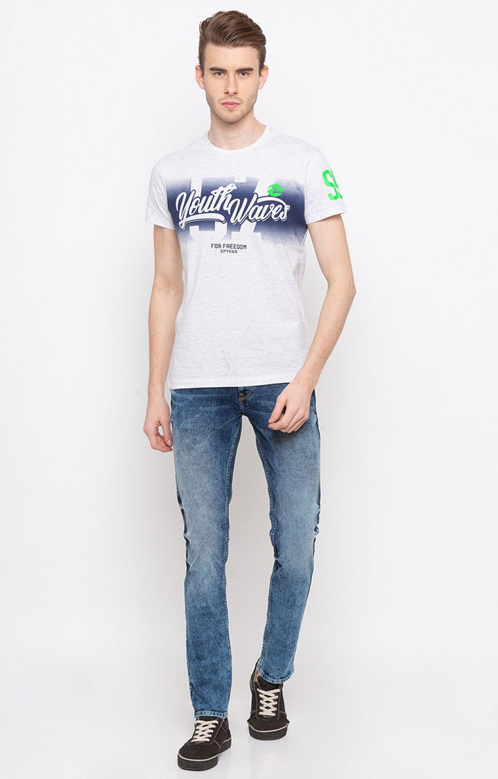 Spykar Ash Printed Slim Fit Men T-Shirts