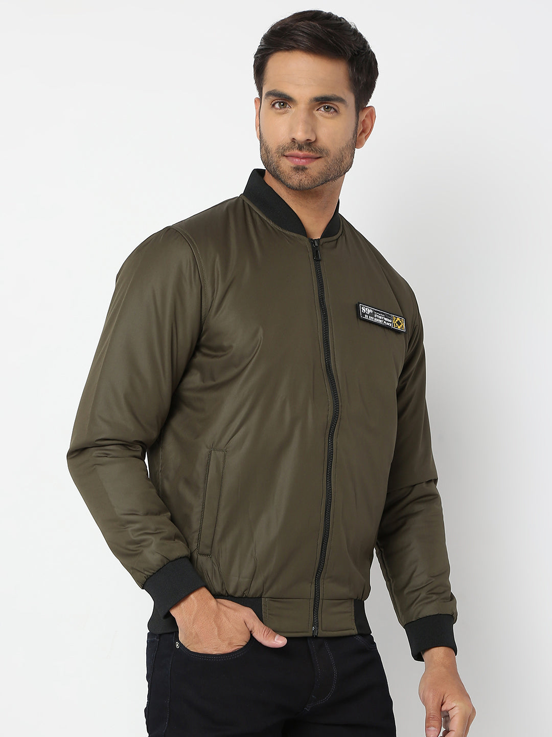 Spykar Men Forest Green Nylon Regular Fit Jacket