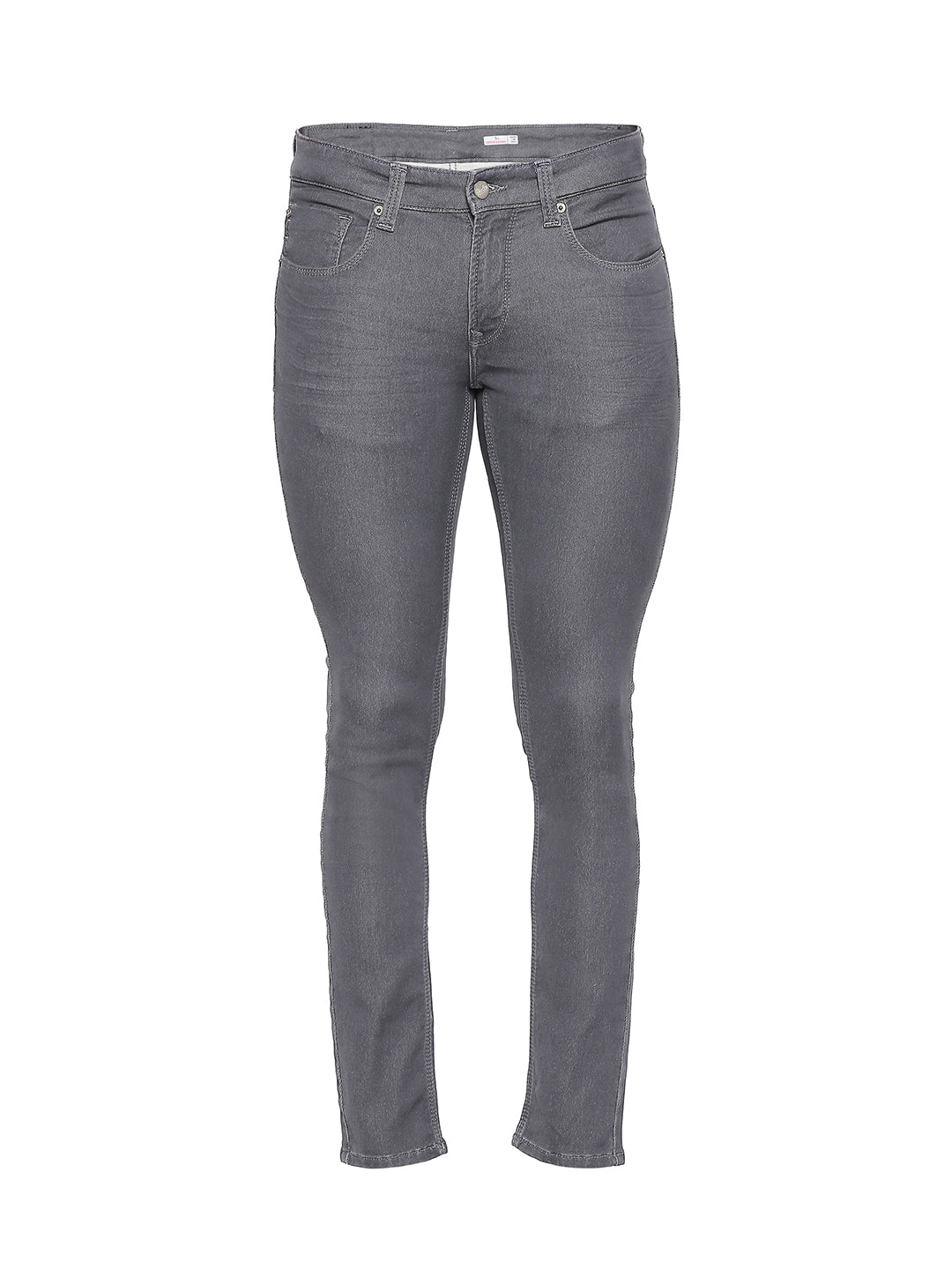 Spykar Men Grey Cotton Super Slim Fit Tapered Length Jeans (Super Skinny)