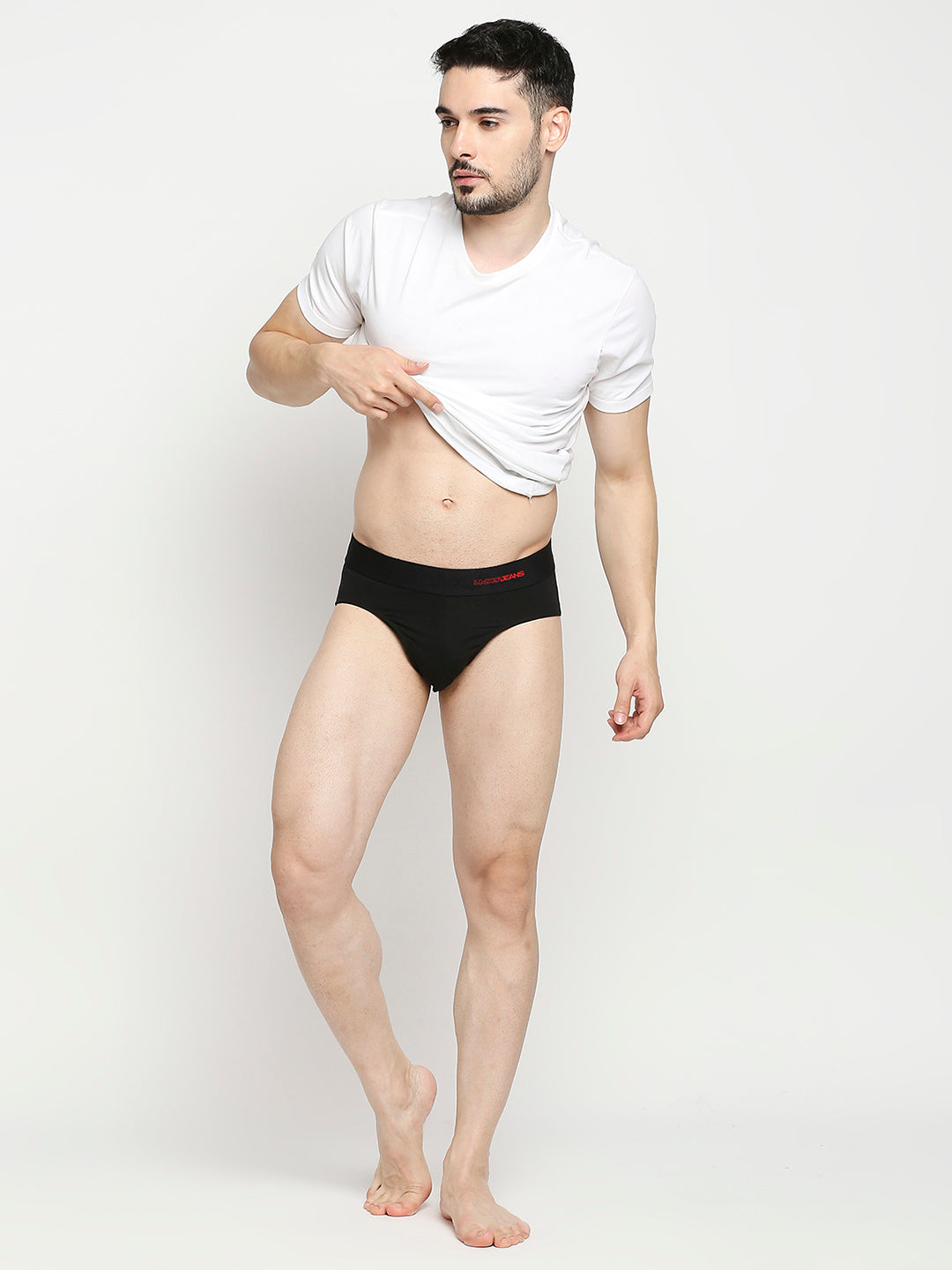 Underjeans By Spykar Men Premium Cotton Blend Black Brief