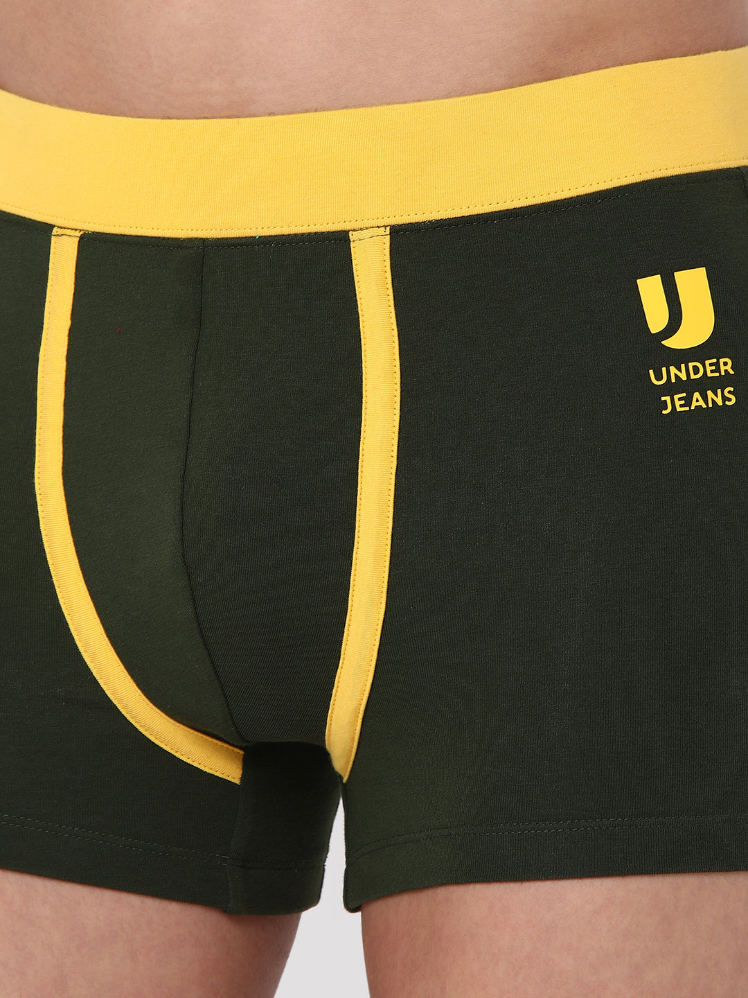 Men Premium Cotton Blend Olive Trunk- Underjeans By Spykar