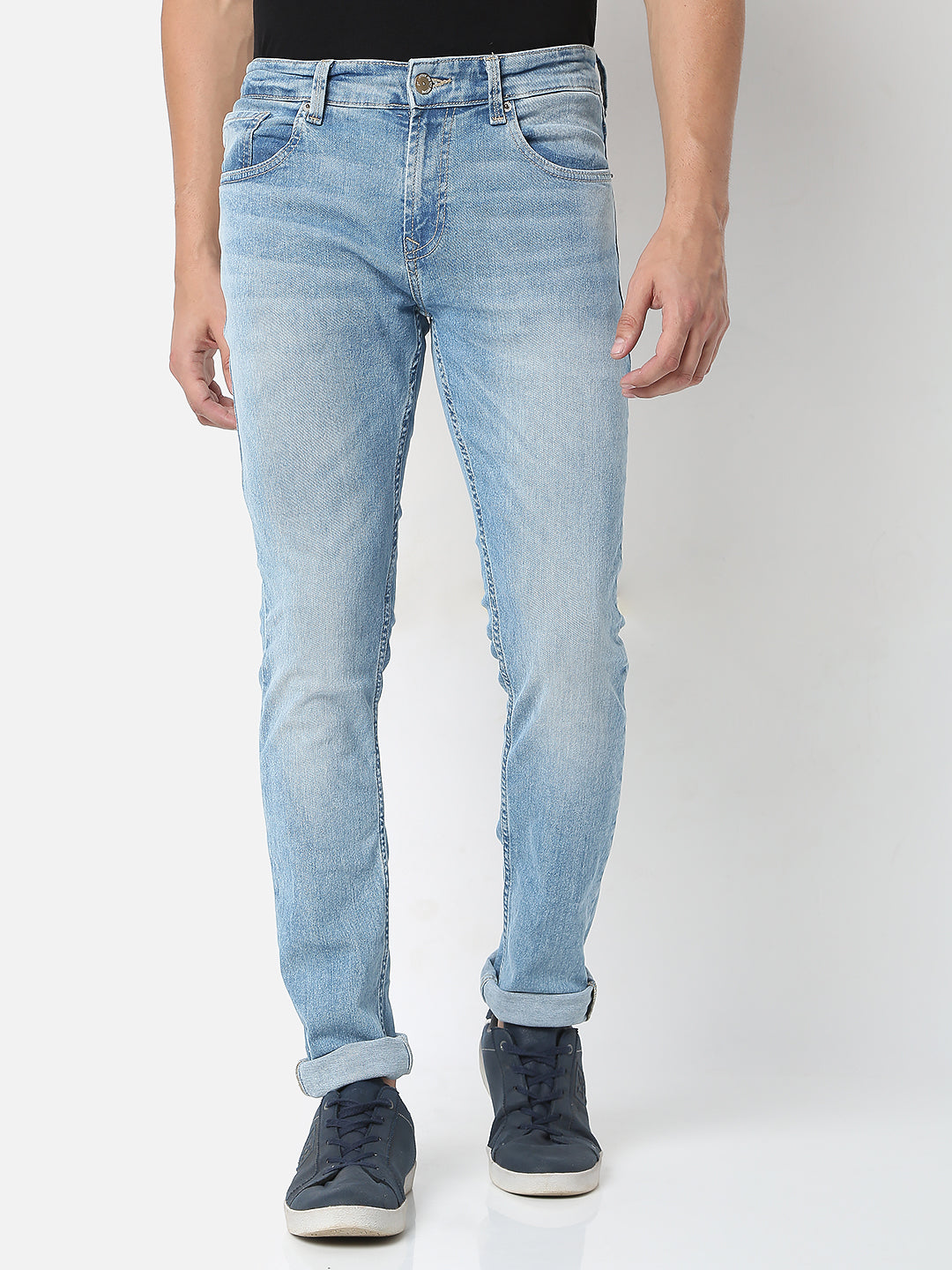 Spykar Men Blue Cotton Slim Fit Tapered Length Jeans (Kano)