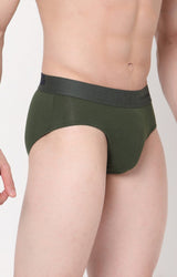 Olive Cotton Brief For Men Premium- Underjeans By Spykar