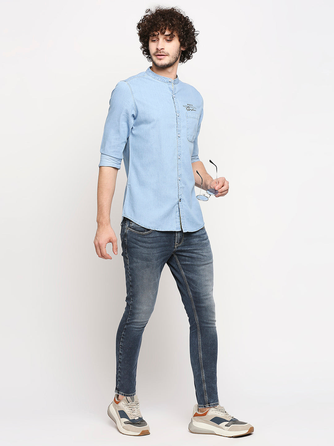 Spykar Men Lt Blue Cotton Shirts (Slim)