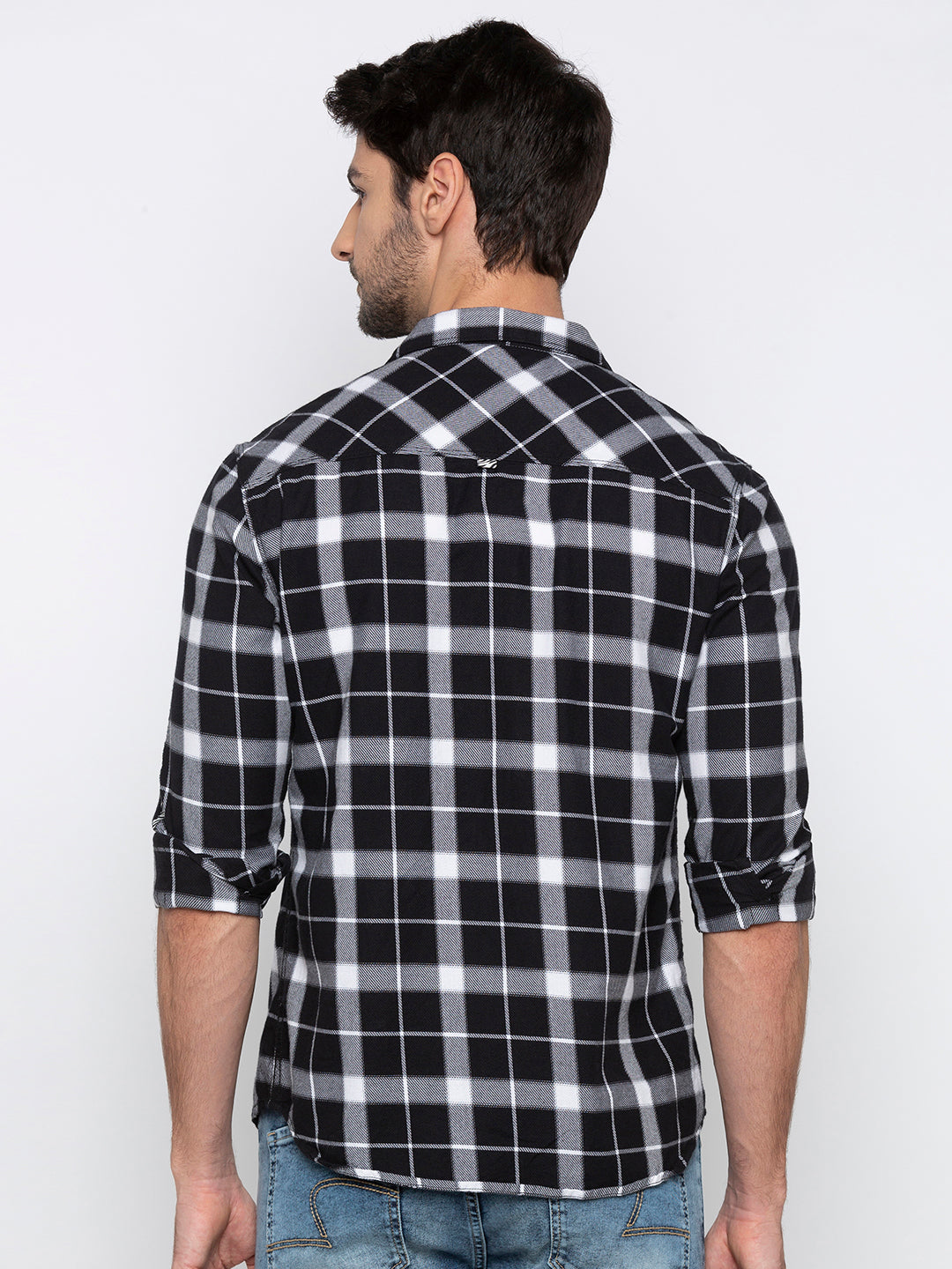 Spykar Men Black Checked Slim Fit Casual Shirt