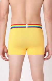 Men Premium Yellow Multi Cotton Blend Trunk- Underjeans By Spykar