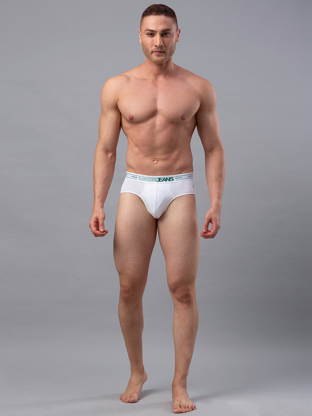 Underjeans By Spykar Men Premium Cotton Blend White Brief - (Pack Of 2)