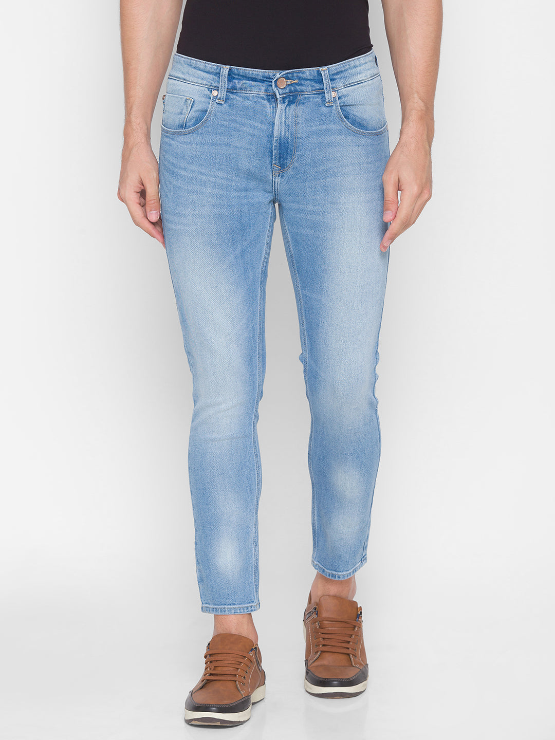 Spykar Men Blue Cotton Slim Fit Tapered Length Jeans (Kano)