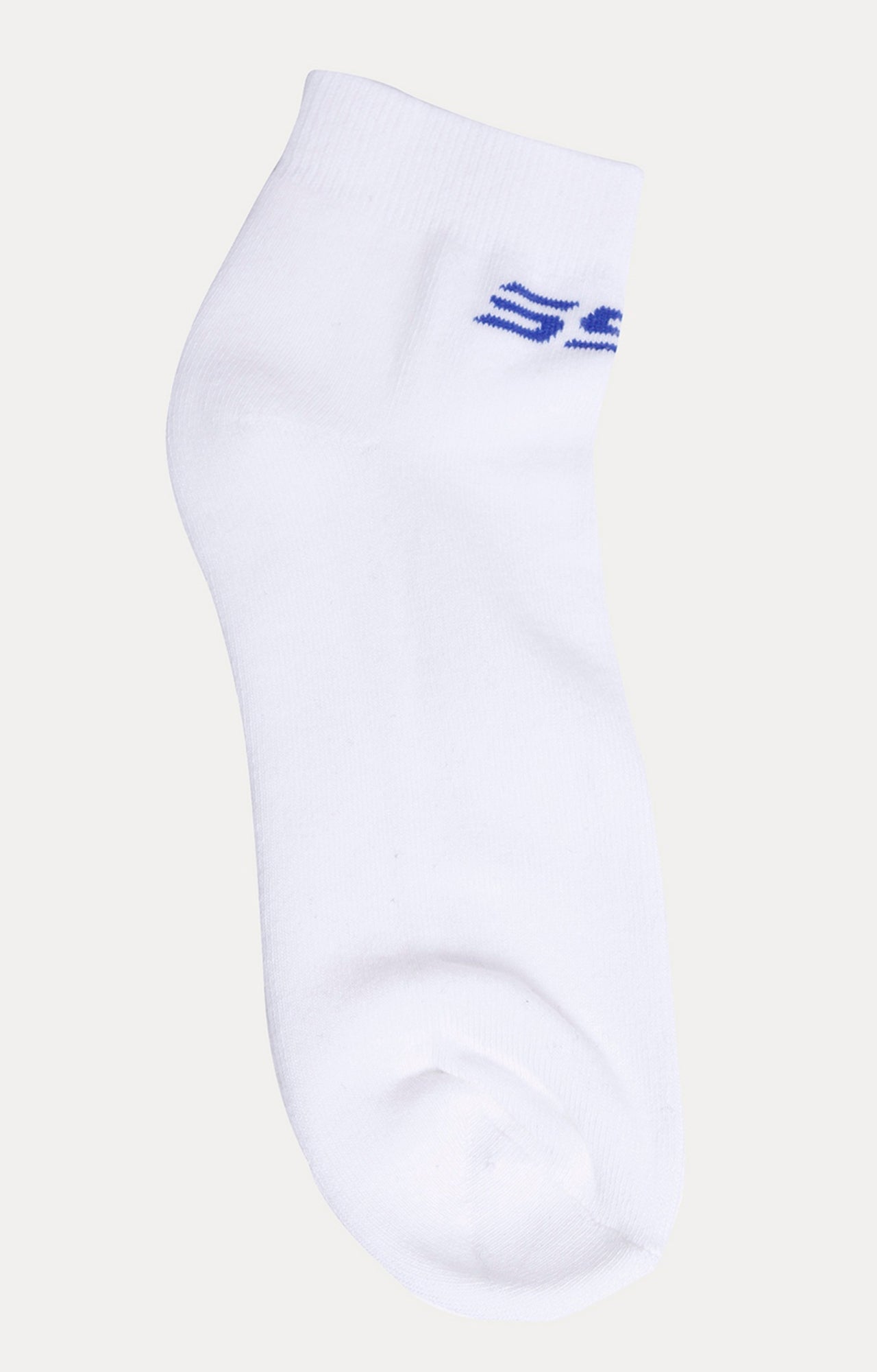 Spykar White & Navy Solid Ankle Length Socks - Pair Of 2