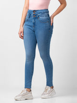 Spykar Women Mid Blue Lycra Skinny Fit Regular Length Jeans (Adora)