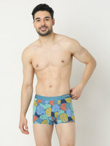 Underjeans By Spykar Men Super Premium Printed Bonded Elastic Blue Trunk