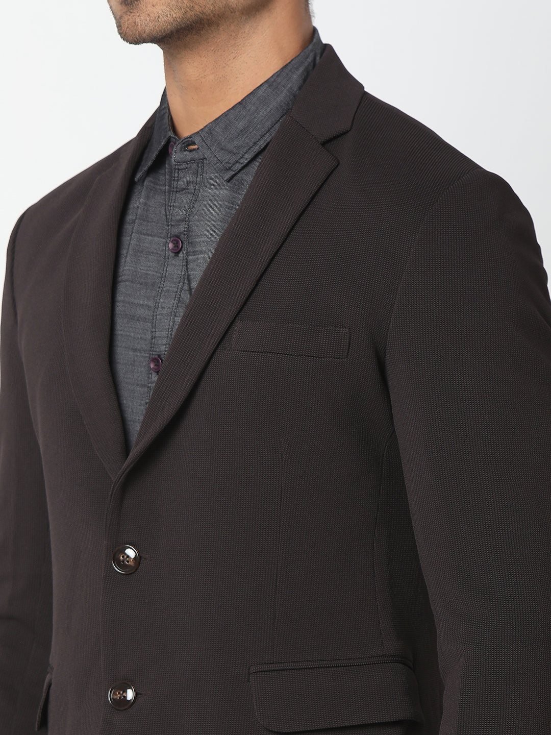 Spykar Men Black Cotton Slim Fit Blazer