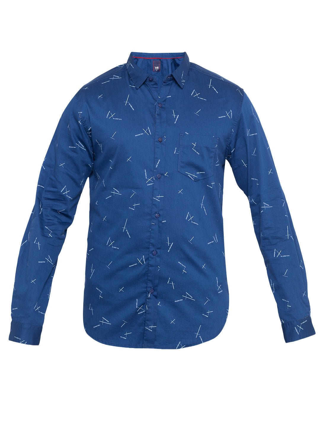 Spykar Men Blue Printed Slim Fit Casual Shirt