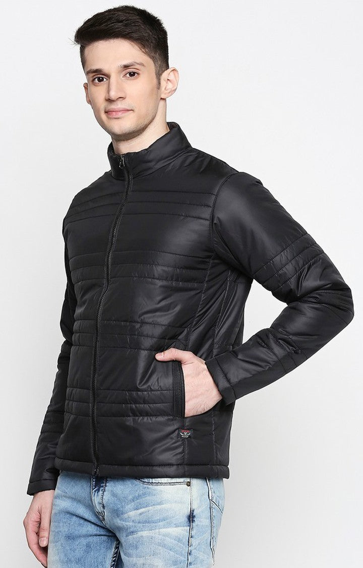 Spykar Black Polyester Regular Fit Jacket For Men