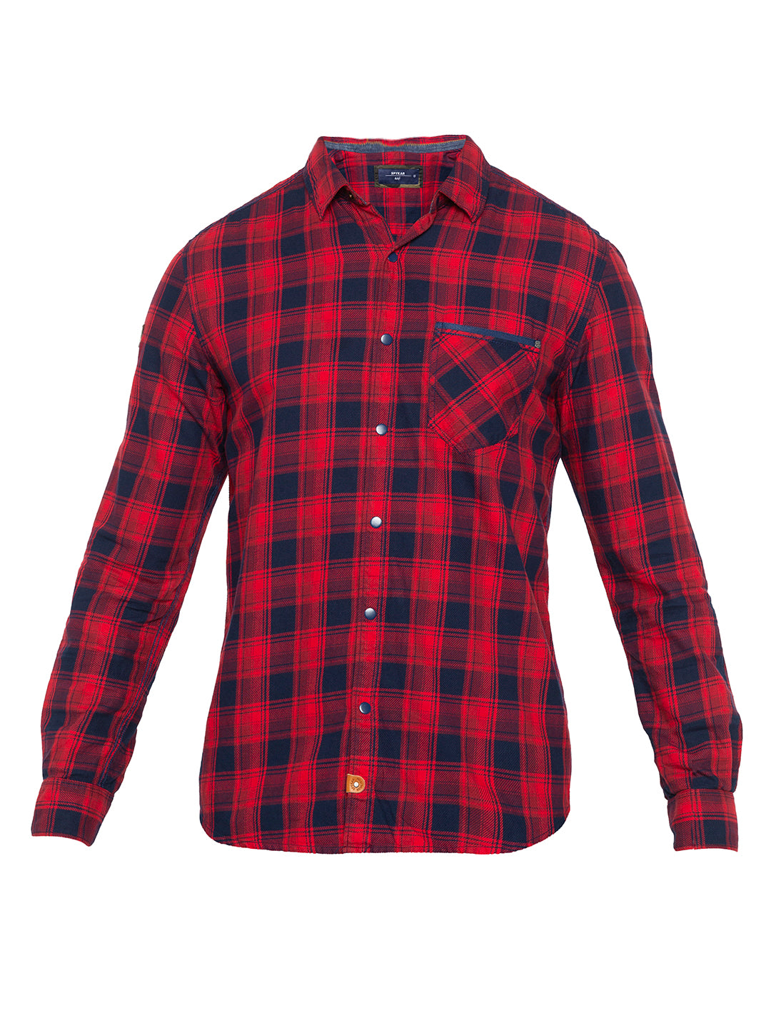 Spykar Men Red Checked Slim Fit Casual Shirt