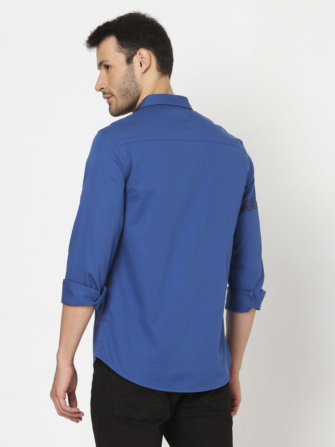 Spykar Slim Fit Men Blue Cotton Casual Shirts